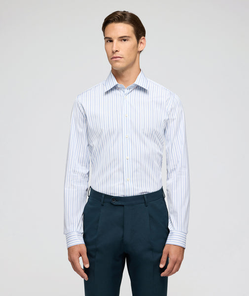 Camisa en algodón a rayas azul