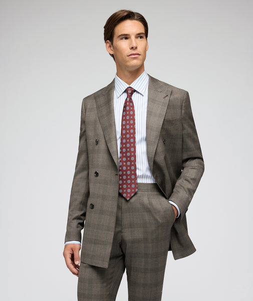 Traje Príncipe de Gales gris plomo y azul claro