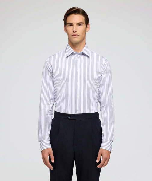 Camisa en algodón a rayas azul y violeta