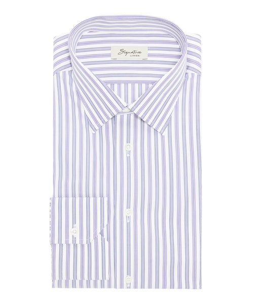 Camisa en algodón a rayas azul y violeta