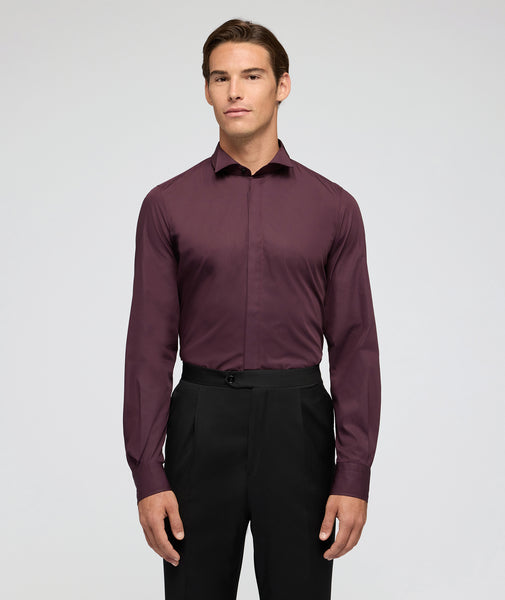 Camisa de ceremonia en algodón burdeos