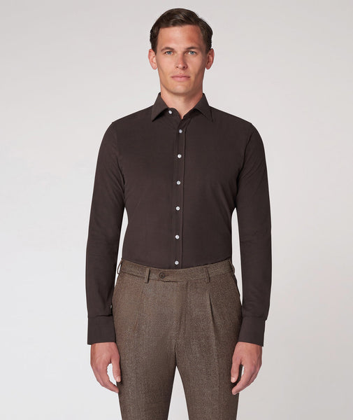 Made-to-Measure men’s dove grey shirt in cotton velvet