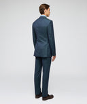 Traje Solaro en lana de espiga verde azul