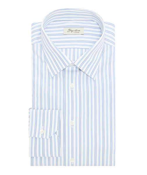 Camisa en algodón a rayas azul