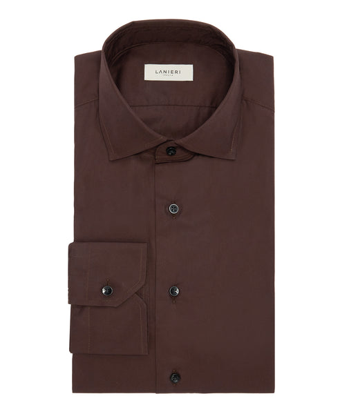 Camisa de ceremonia en algodón marrón