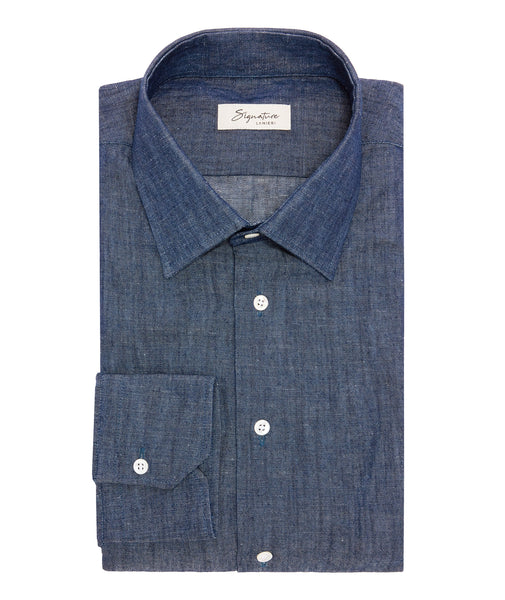 Camisa en denim azul
