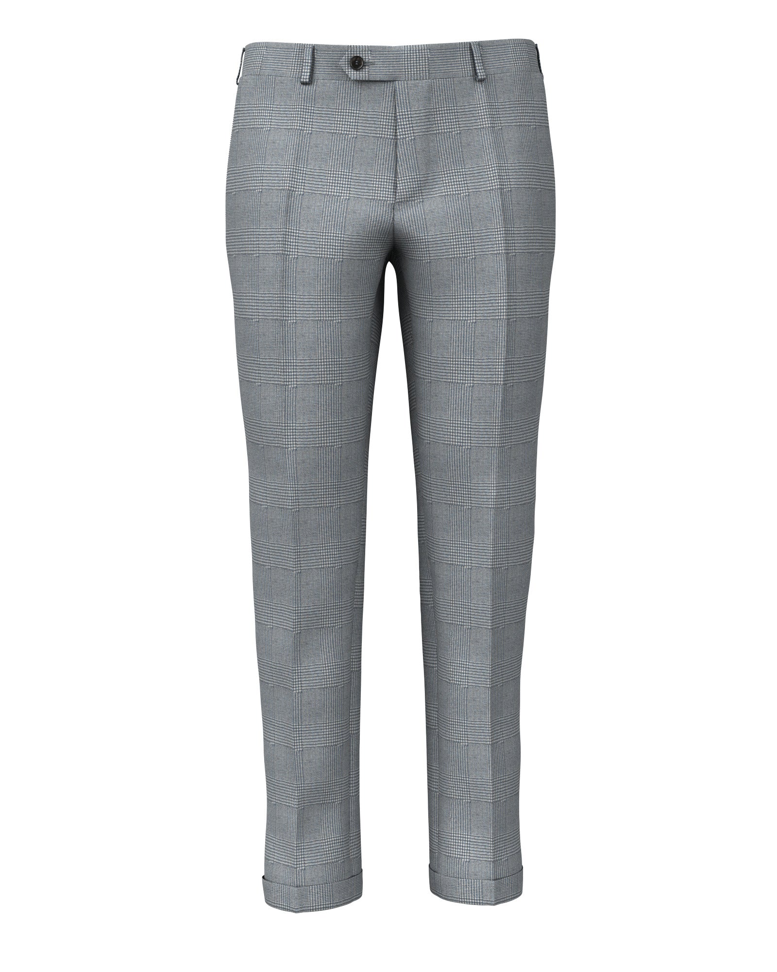 Trousers in light blue Prince of Wales wool