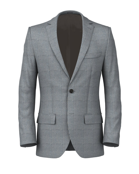 Jacket in light blue Prince of Wales wool